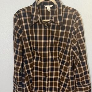 H&M Brown and Black Plaid Button-Down Shirt